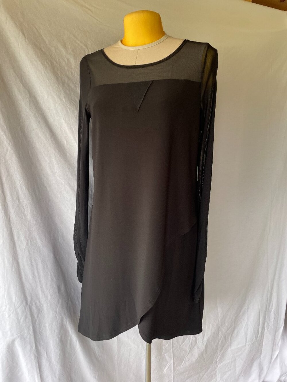 Little Black Dress with Sheer Top and Long Sleeves
